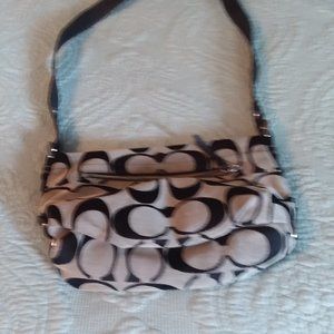 Coach cross body black and white bag